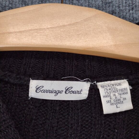 Vintage Carriage Court Womens Sweater Size Large Black White Diamond Geometric - Picture 11 of 11
